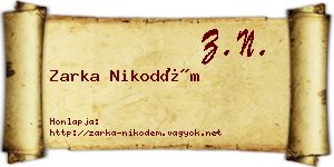 Zarka Nikodém névjegykártya